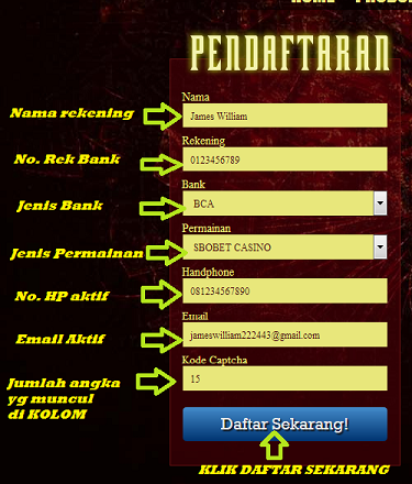 Formulir pendaftaran Casino Roulette Online Merdekabet